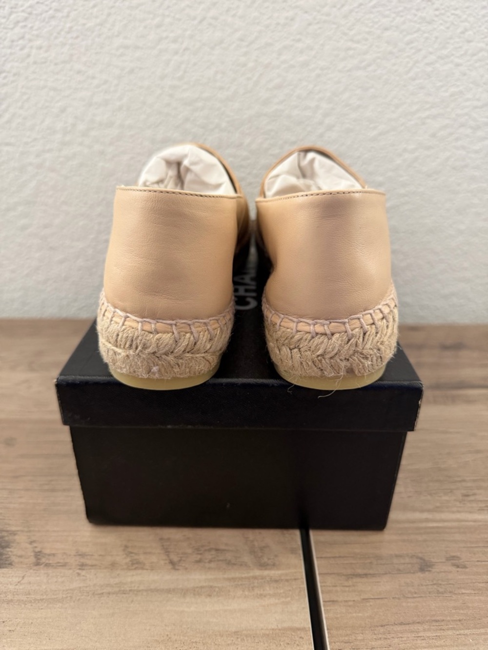 ❌SOLD❌ CHANEL Beige Lambskin Leather Espadrilles - Picture 4 of 7